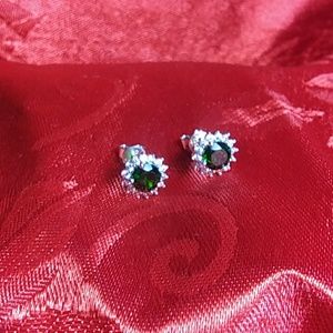 Green Round Russian Chrome Diopside earrings